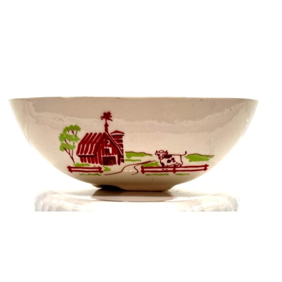 Vintage Carter Hoffman Farm Scene Triangular Ceramic Bowl - Picture 2 of 6